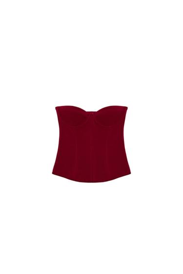 CORSETTO IN MAGLIA STRETCH - Rosso scuro di Zara