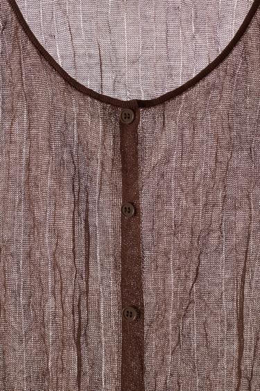 TOP EFFET FROISSÉ À BOUTONS - Marron de Zara - Image 6