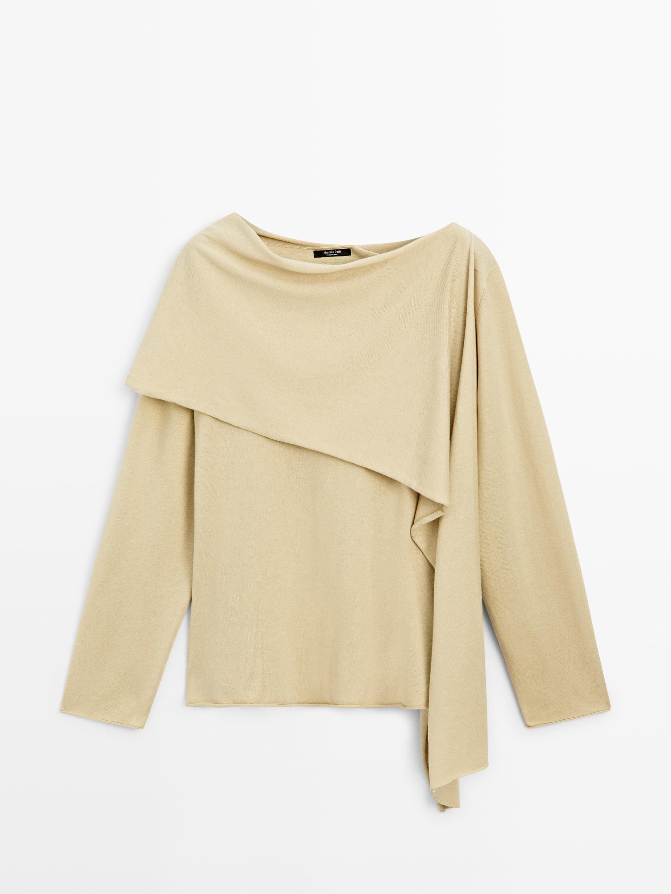 Knit sweater with scarf detail