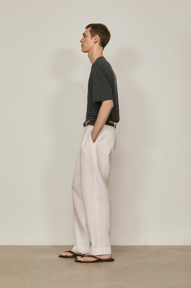 Zara 100% linen short sleeve T-shirt - LIMITED EDITION - Charcoal gray