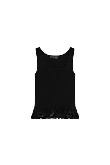 KNIT TOP WITH WAVY HEM - Black by Zara