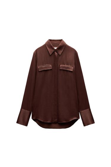 ZW COLLECTION SATIN SHIRT WITH POCKETS