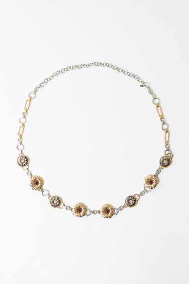 KETTENGÜRTEL MIT KOMBINIERTEN BLUMEN - Gold / Silber von Zara