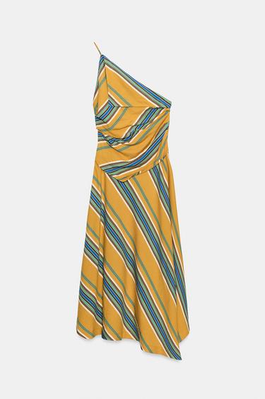VESTIT MIDI DE RATLLES ASIMÈTRIC - Multicolor de Zara