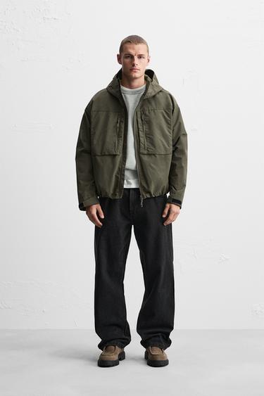 WATER-REPELLENT HOODED JACKET - Light khaki by Zara - Image 0