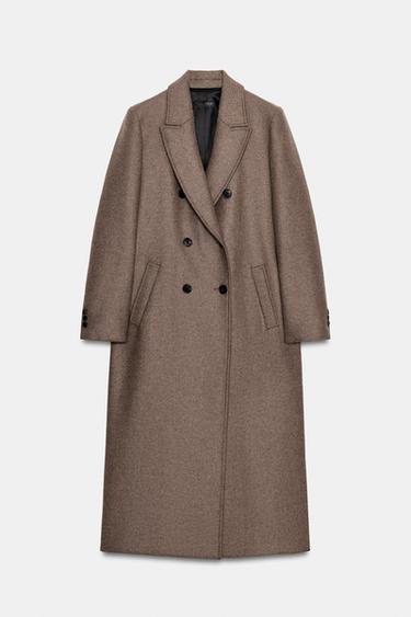 ABRIGO CON LANA ZW COLLECTION - Visón oscuro de Zara - Imagen 0