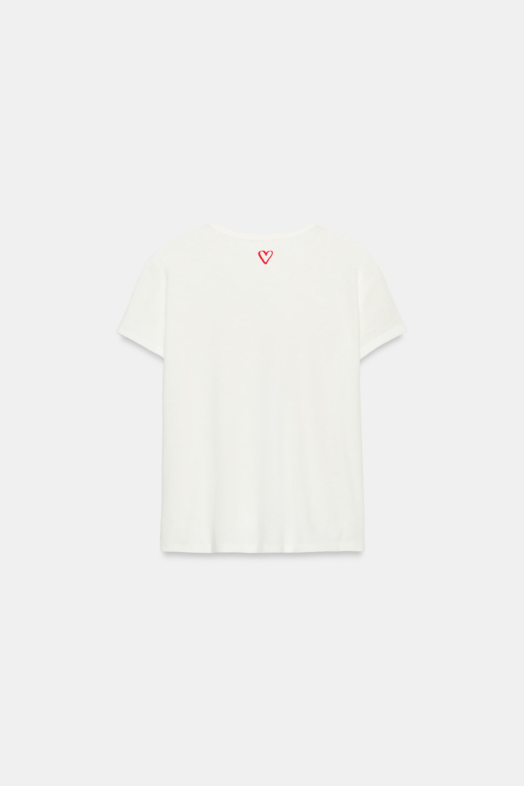 Женские футболки Zara TEXTURED TEXT T-SHIRT — фото 6