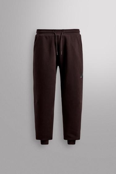 Zara 拉鍊科技布料長褲 - 勃艮第酒紅色
