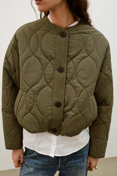 BLOUSON COURT MATELASSÉ - Kaki de Zara - Image 1