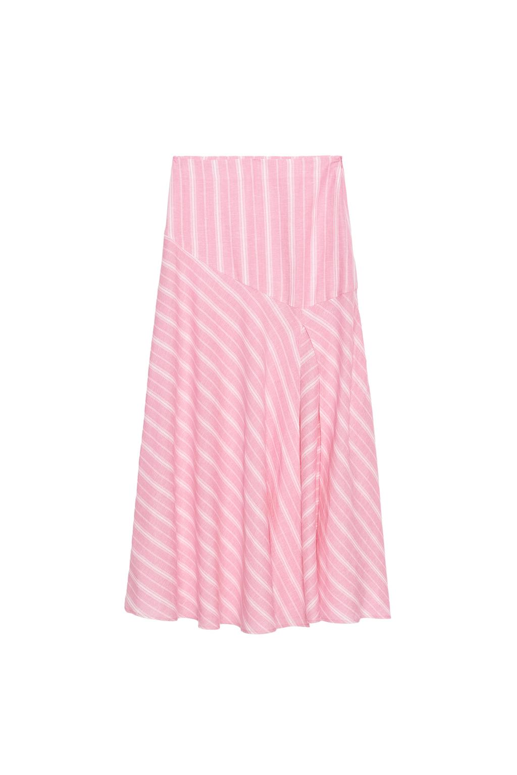 STRIPED LINEN MIDI SKIRT - image 3