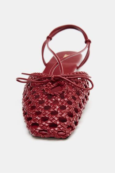 BRAIDED SLINGBACK CAGE SANDALS - Red by Zara - Image 5