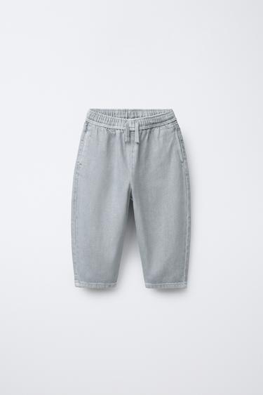 WASHED-EFFECT TWILL BALLOON TROUSERS - Light blue by Zara