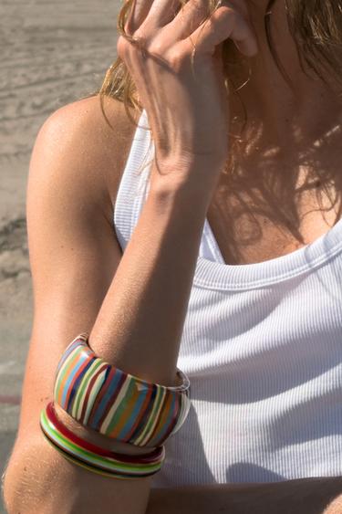 Zara TWO-PACK OF RESIN STRIPED BRACELETS - Multicolored