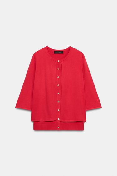 GILET EN MAILLE DOUBLE ÉPAISSEUR - Rouge de Zara - Image 6