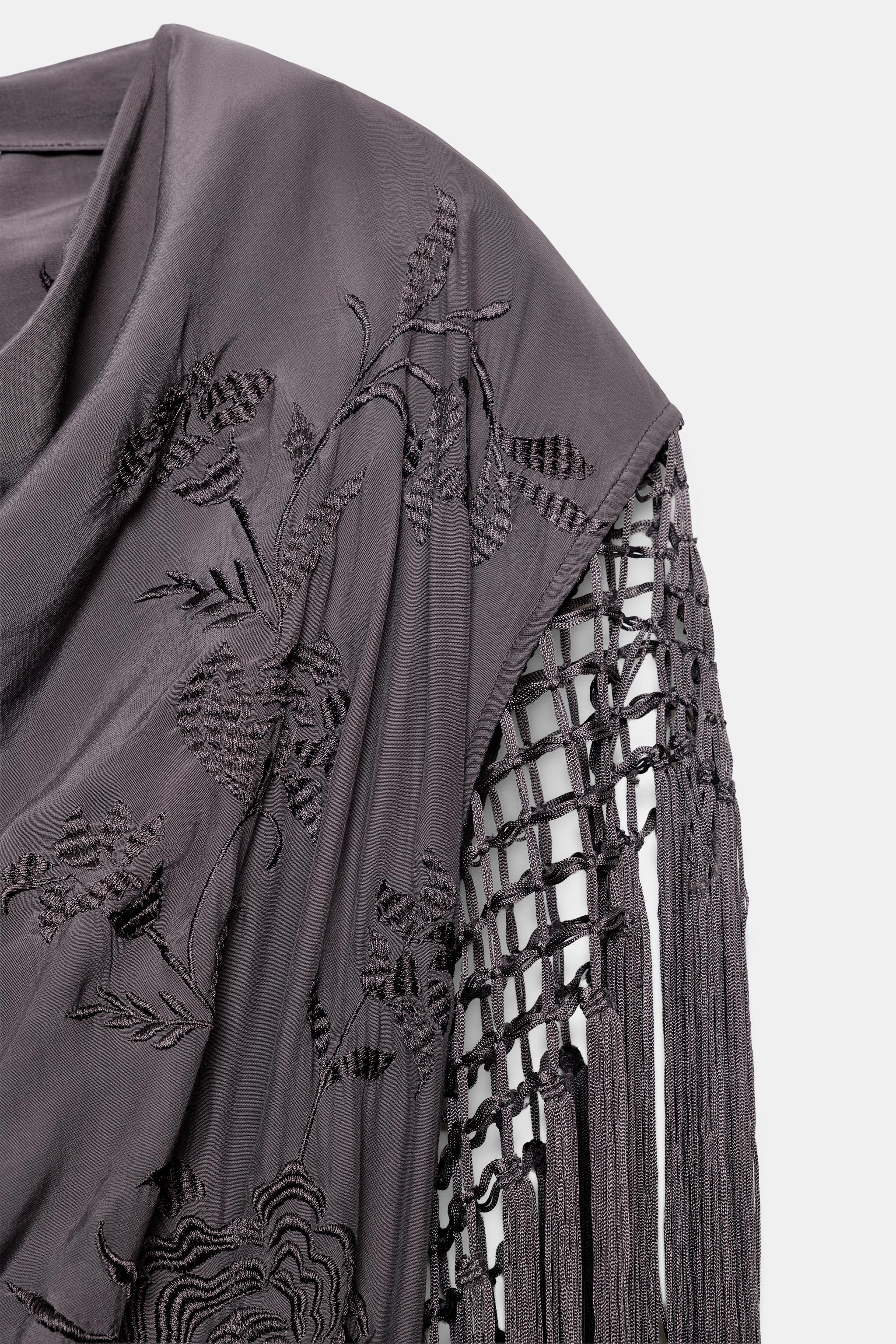 Женские платья Zara ZW COLLECTION EMBROIDERED FRINGE DRESS — фото 10