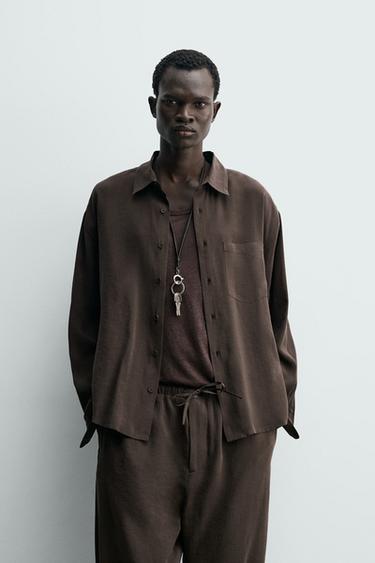 FLOWING RELAXED FIT SHIRT - Brown by Zara