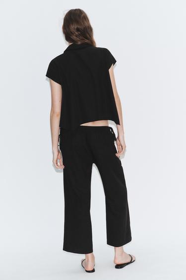 PANTALON 7/8 FLUIDE À NŒUDS - Noir de Zara - Image 3