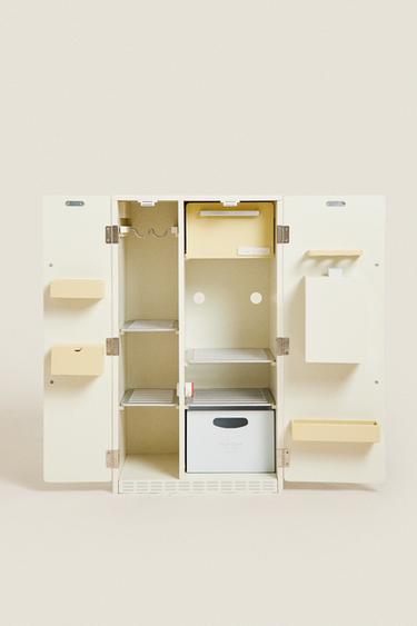 KIDS' WOODEN DOUBLE DOOR FRIDGE TOY — Cream 2