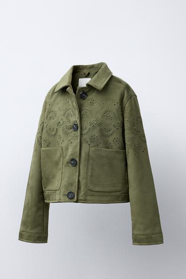 VESTE EFFET DAIM BRODERIES - Kaki de Zara - Image 1