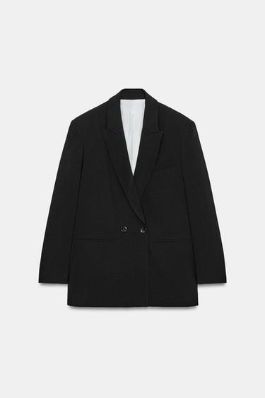 ДВУБОРТНЫЙ БЛЕЙЗЕР ОВЕРСАЙЗ — ЧЕРНЫЙ от Zara