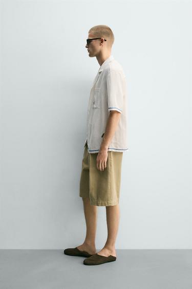 CHEMISE EN VISCOSE ET LIN AVEC BRODERIES EN CONTRASTE - Blanc de Zara - Image 3