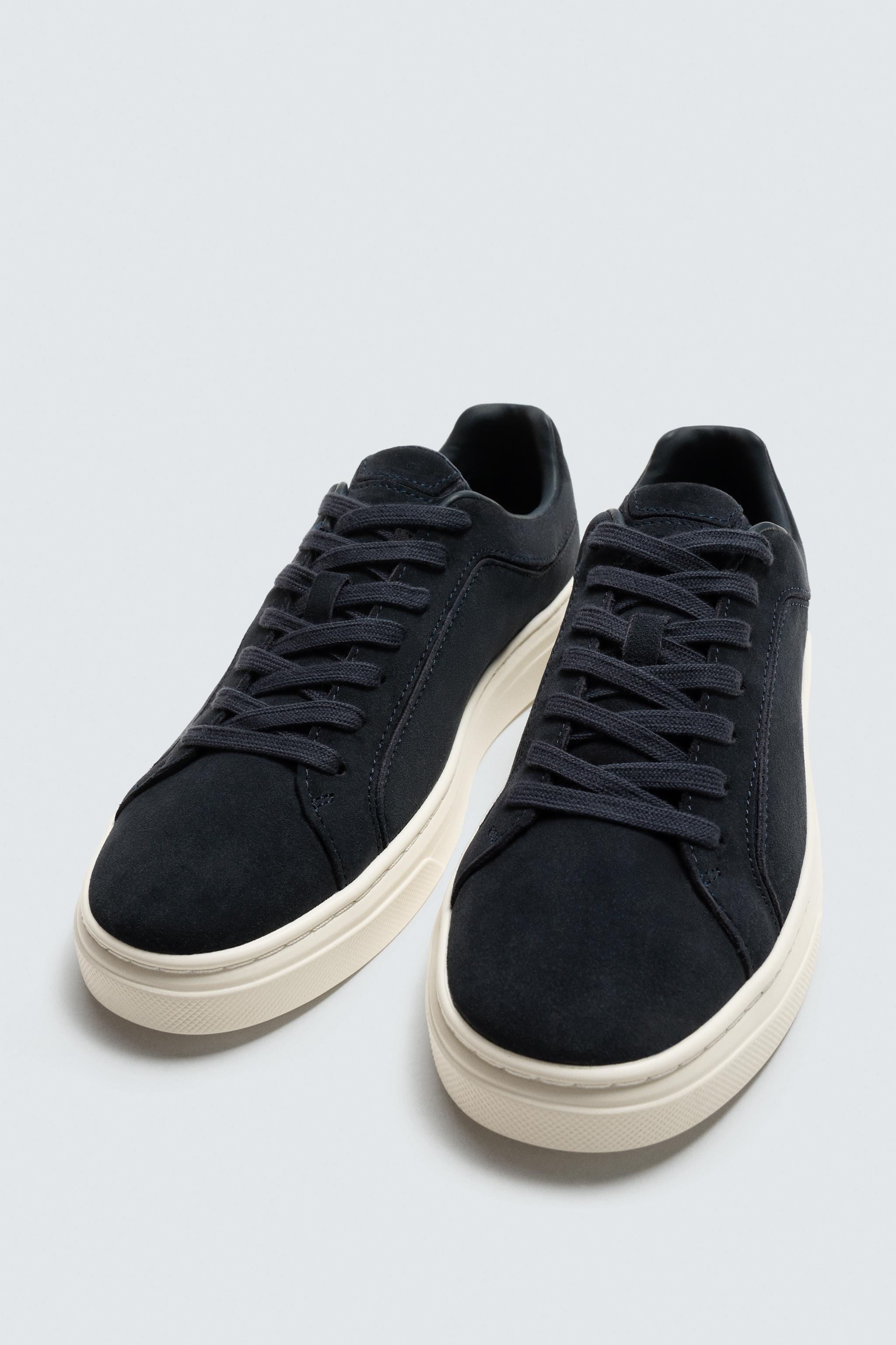 LEATHER TRAINERS - Blue | ZARA India