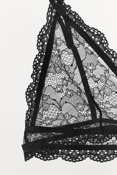 LACE TRIANGLE BRALETTE - Black by Zara - Image 5