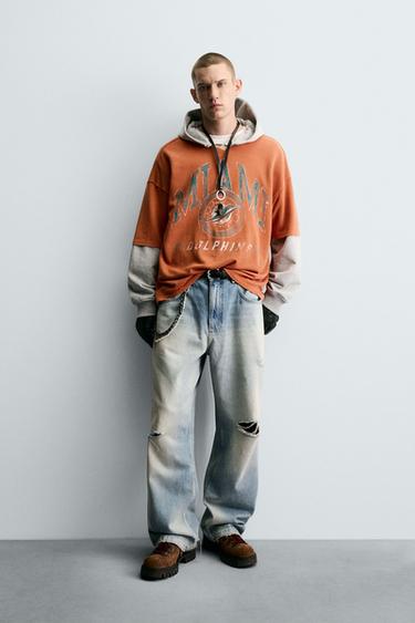 NFL MIAMI DOLPHINS TEXTURED T-SHIRT - Orange by Zara