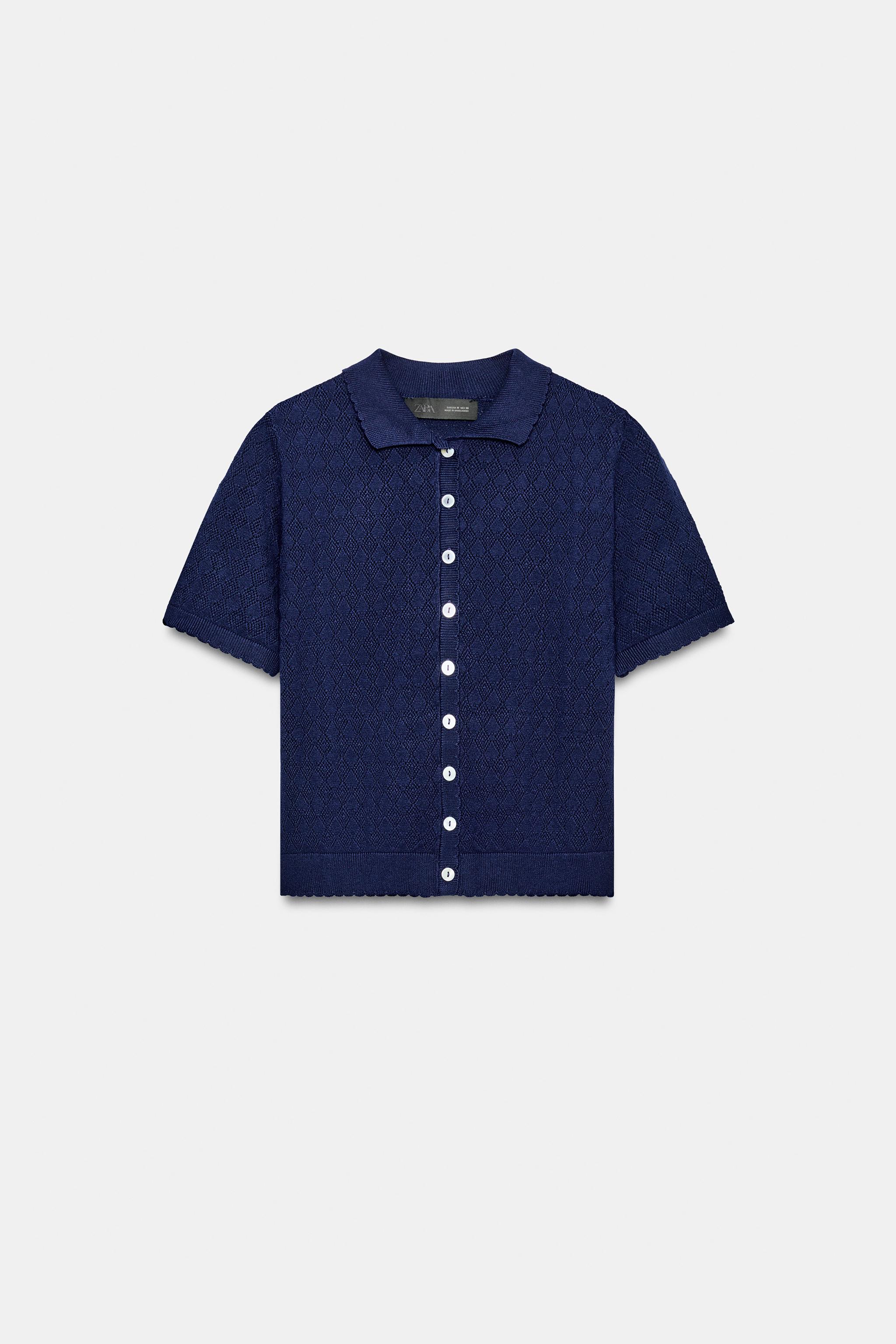 SHORT SLEEVE CARDIGAN - Ink blue | ZARA Turkey