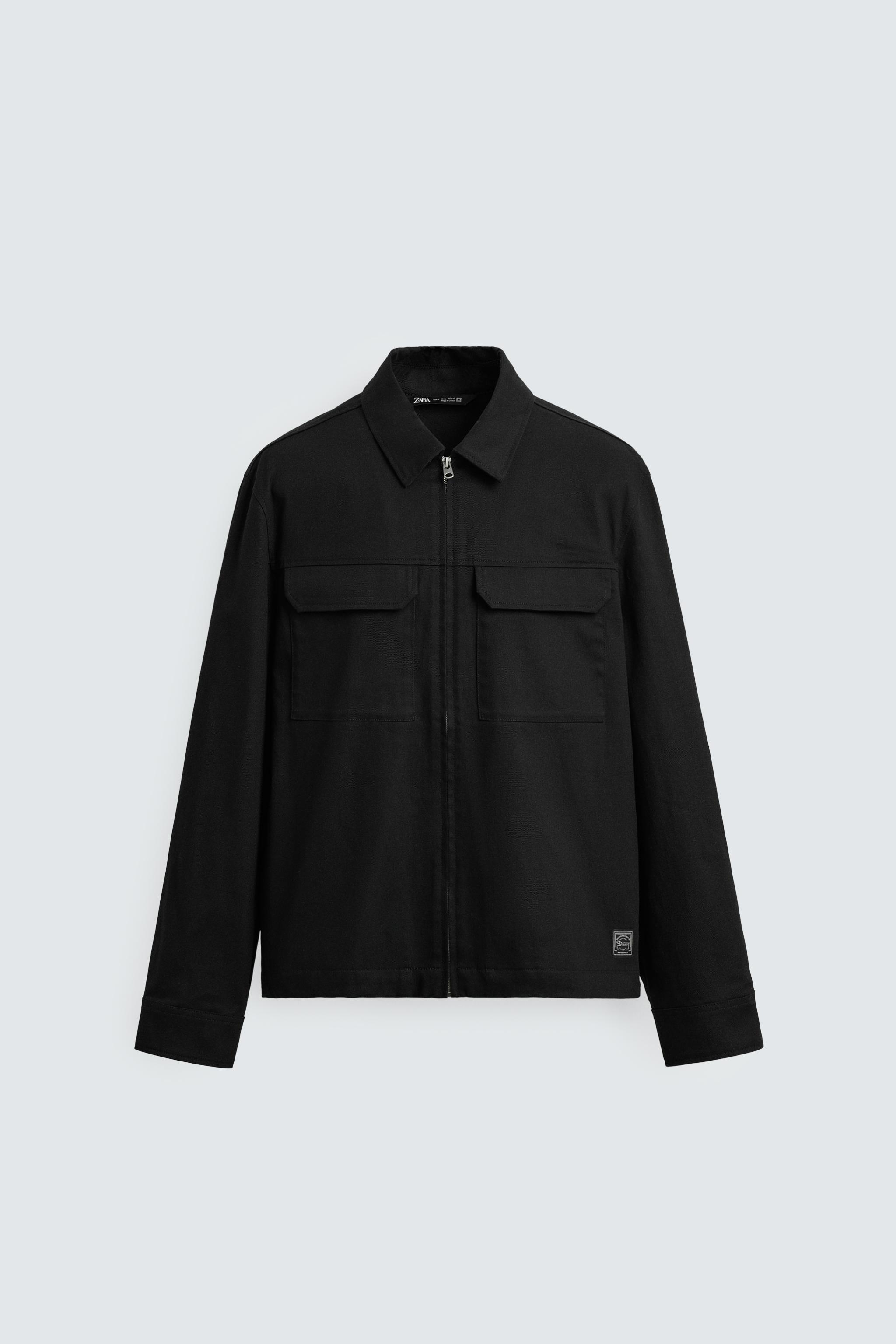 ★ZARA★ RELAXED FIT ZIP-UP OVERSHIRT LYOCELL AND COTTON BLEND ZIPPER OVERSHIRT - Bluish | ZARA