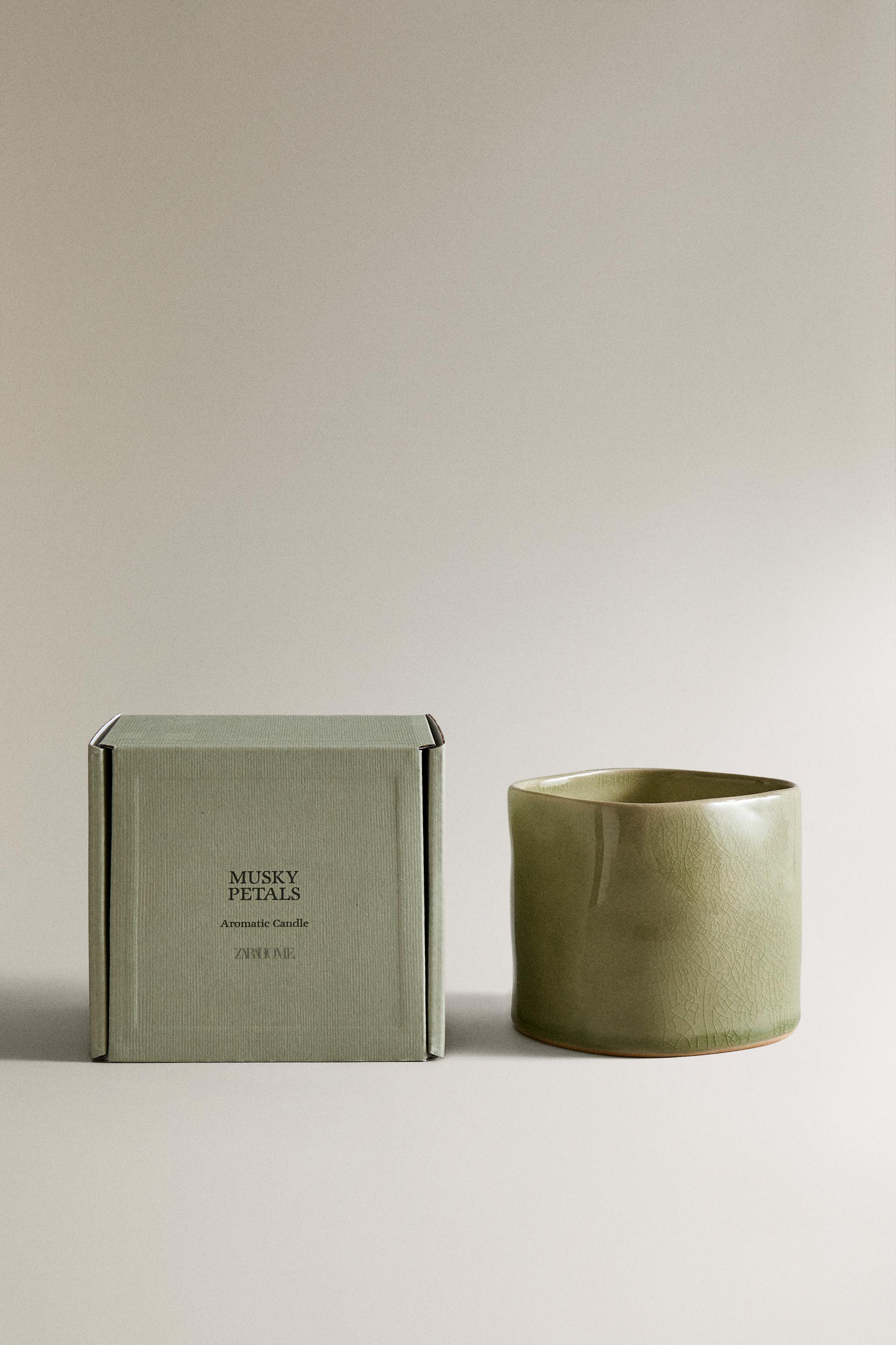 (430 G) MUSKY PETALS SCENTED CANDLE — Beige-brown