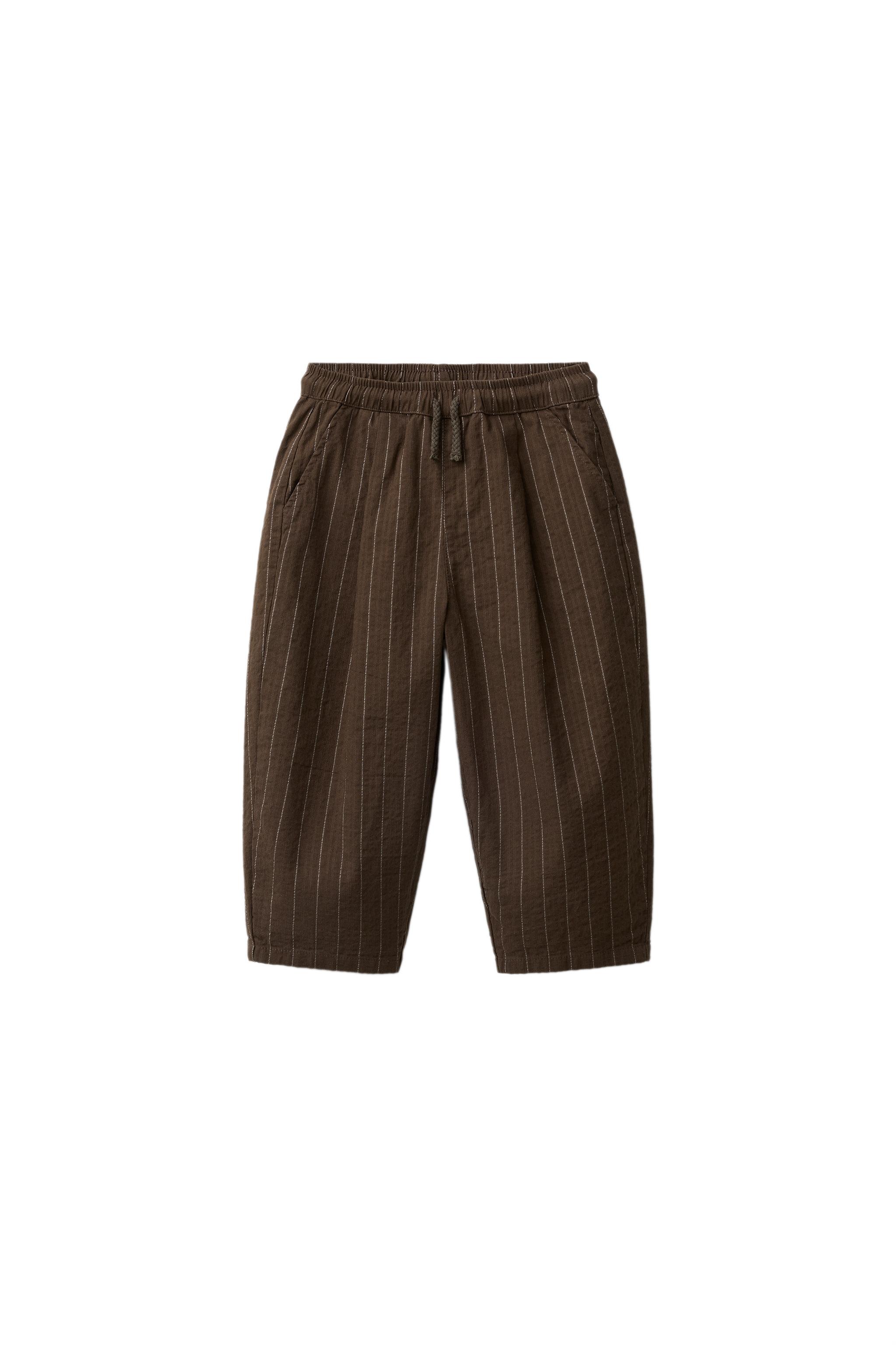 STRIPED TEXTURED BAGGY PANTS - Brown | ZARA United States