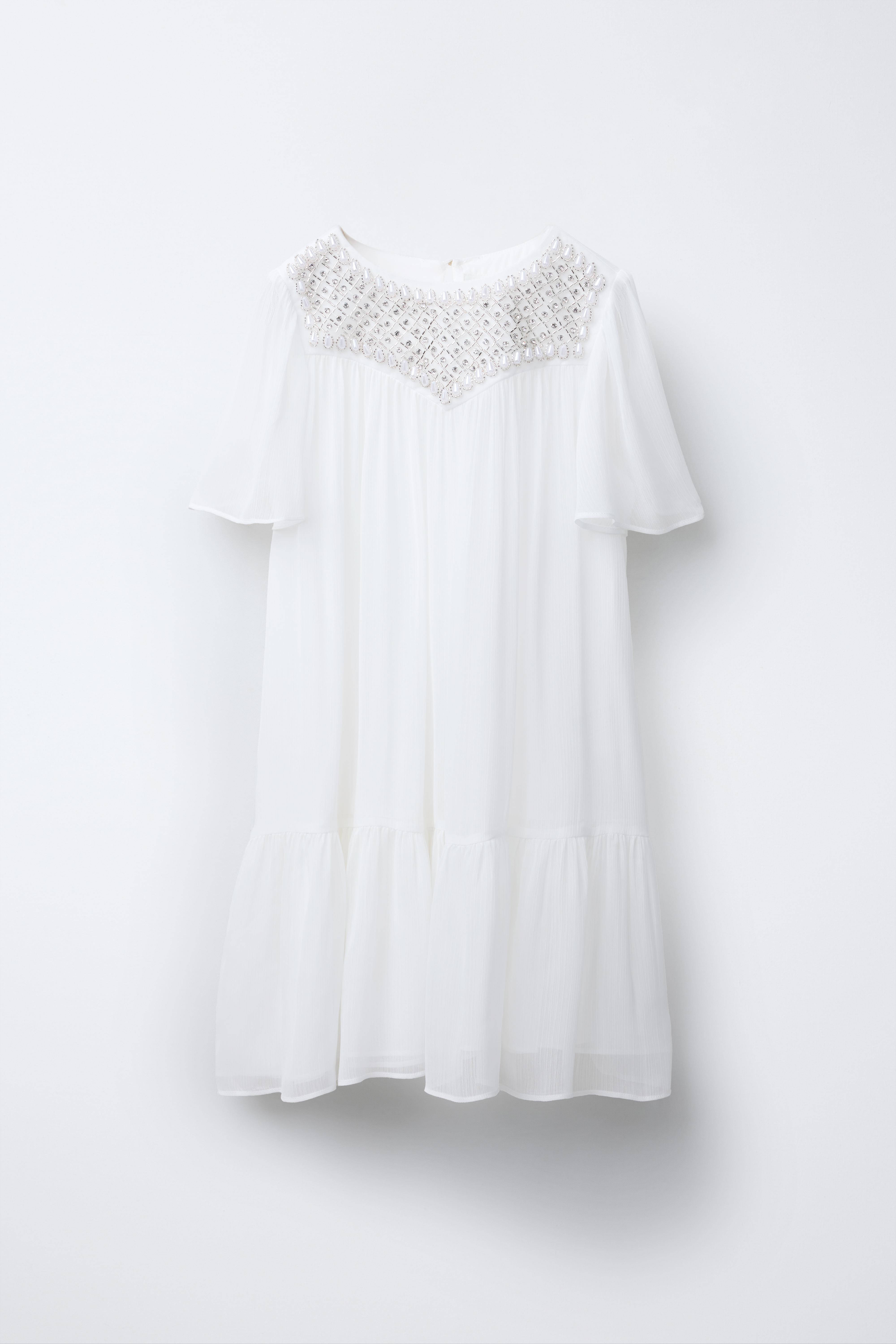 ジュエリーディテール入りワンピース - エクリュ | ZARA Japan