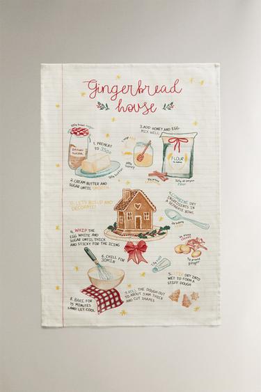 COTTON TEA TOWEL WITH CHRISTMAS LIST PACK (PACK OF 2) - Red by Zara - Image 3