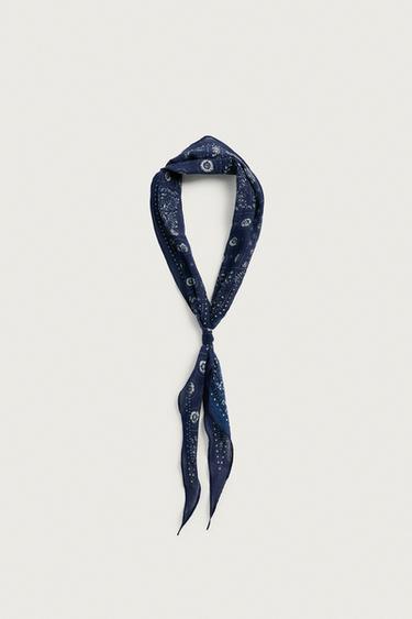 LONG PATCHWORK PRINT BANDANA - Navy blue by Zara