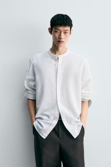 ÁO SƠ MI LINEN - COTTON DÁNG SUÔNG - Màu trắng từ Zara