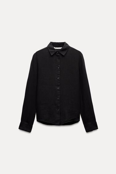 РУБАШКА ИЗ 100% ЛЬНА — ZW COLLECTION — ЧЕРНЫЙ от Zara
