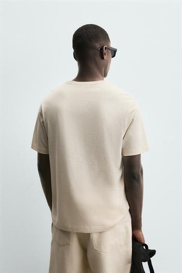 MERCERISED COTTON T-SHIRT - Oyster-white by Zara - Image 2