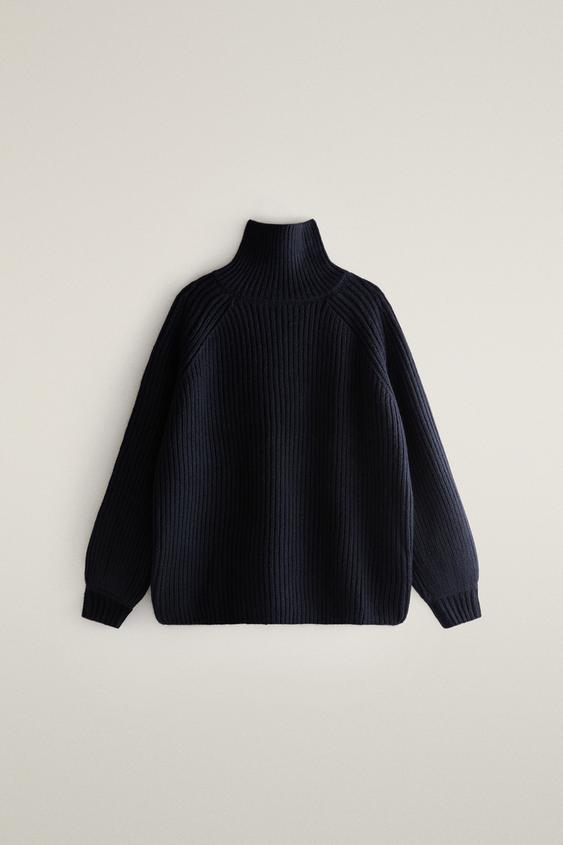 Zara WOOL TURTLENECK SWEATER - Blue - Image 0
