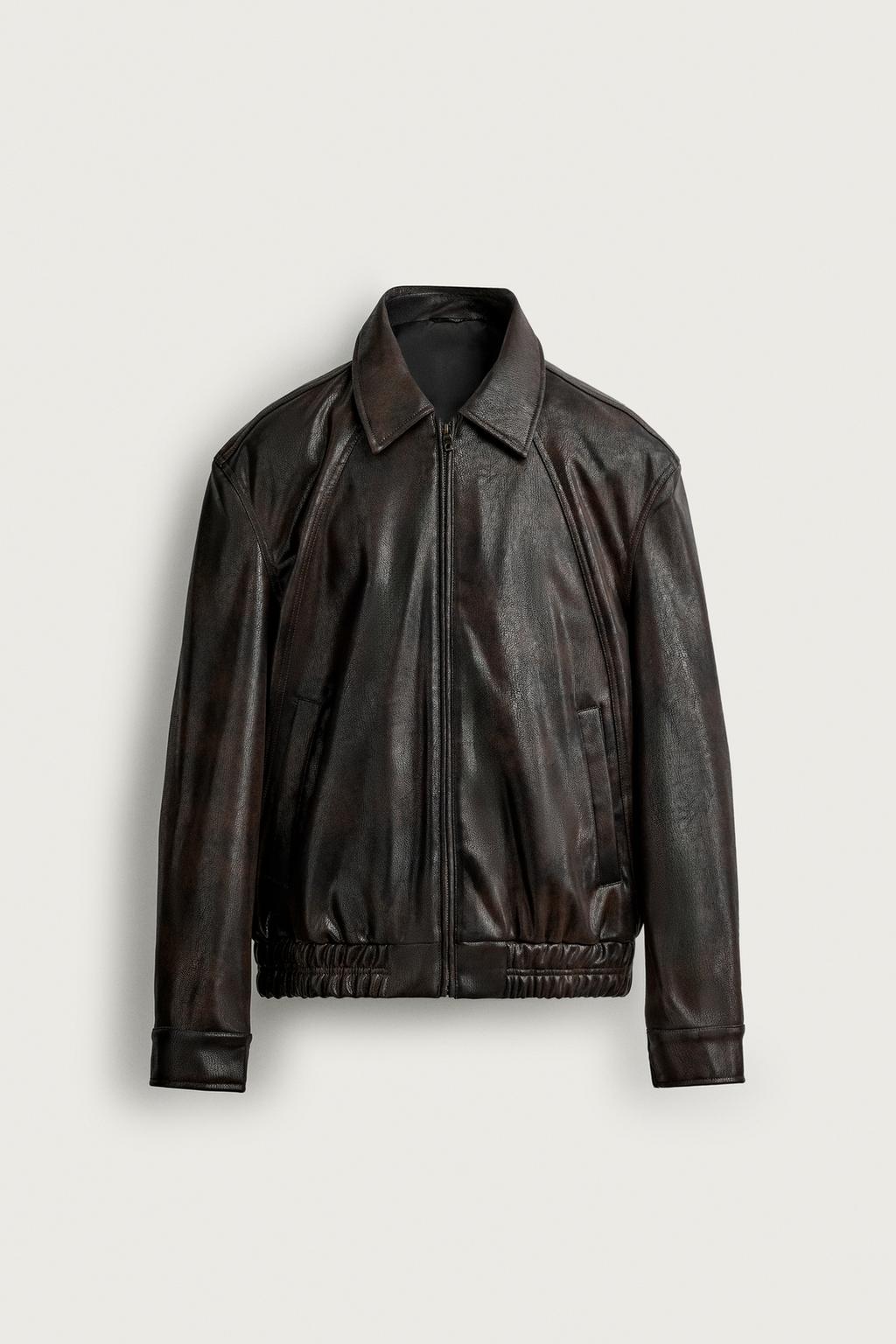 RELAXED FIT LEATHER EFFECT JACKET