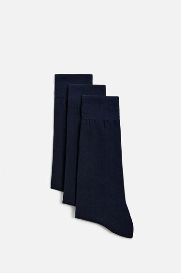 НАБОР ИЗ ТРЕХ ПАР НОСКОВ ИЗ ПРОЧНОГО ХЛОПКА — МОРСКОЙ СИНИЙ от Zara — изображение 0