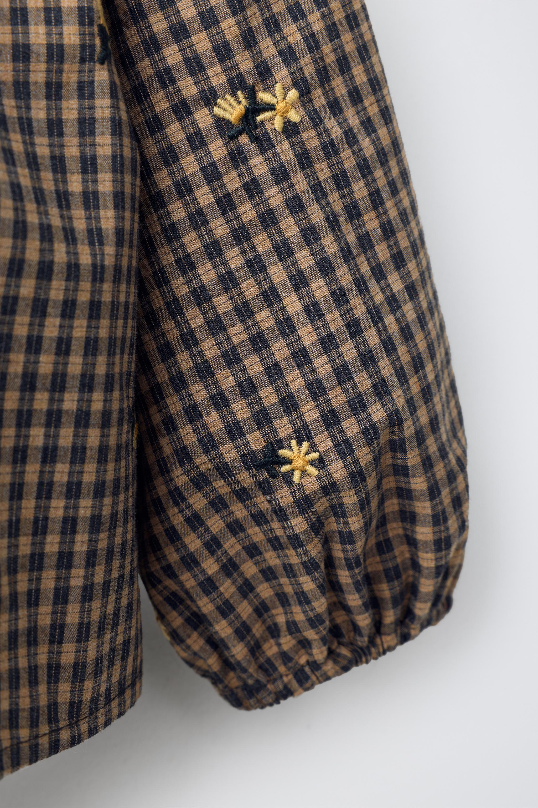 Детские рубашки Zara EMBROIDERED FLORAL GINGHAM SHIRT — фото 5