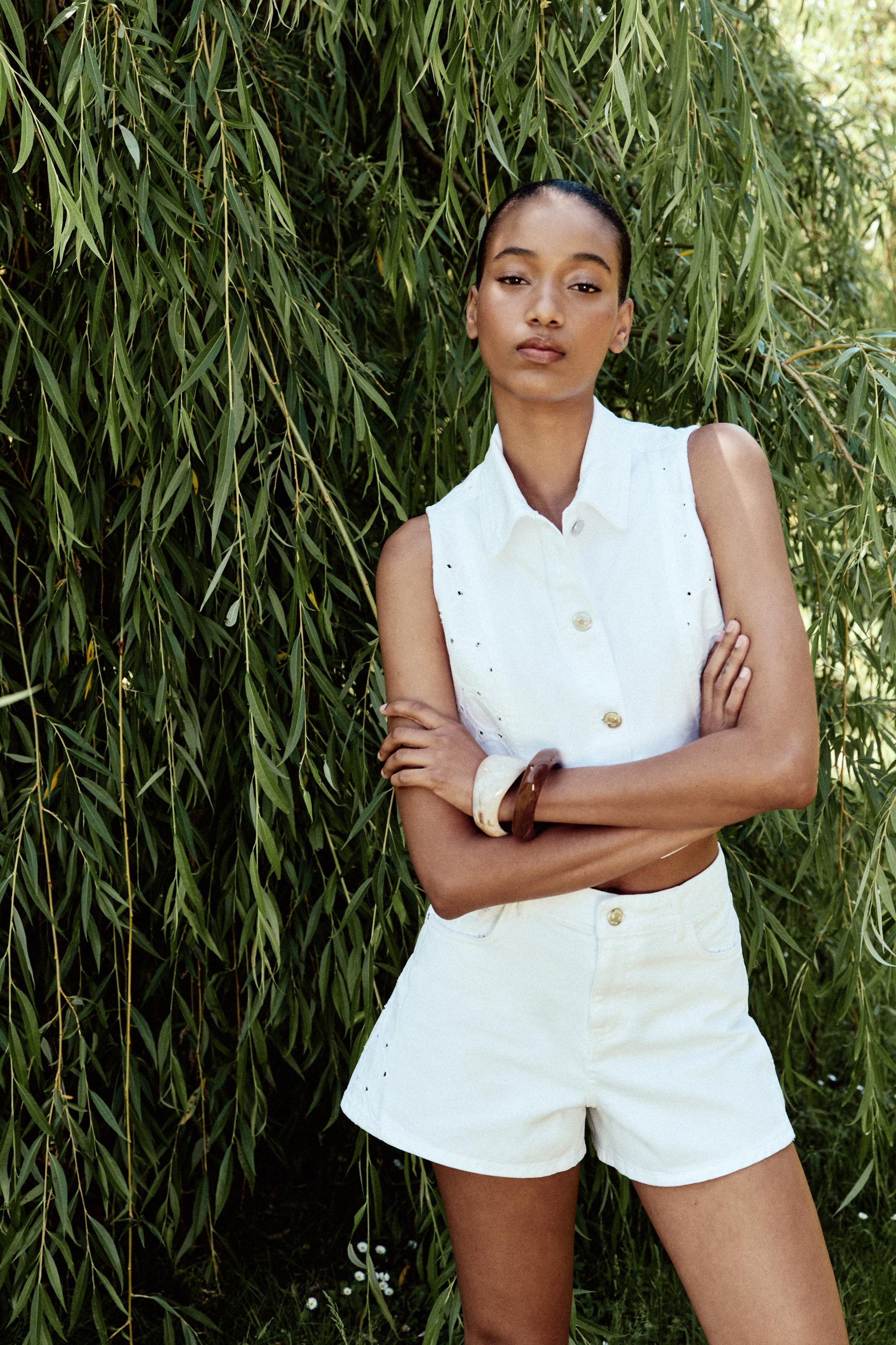 Z1975 SHORTS WITH OPENWORK EMBROIDERY - White | ZARA Canada