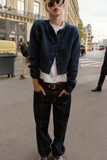 GILET EN MAILLE DOUCE - Bleu marine de Zara - Image 3