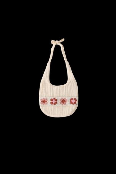 Zara TEXTURED CROCHET BIB - Ecru