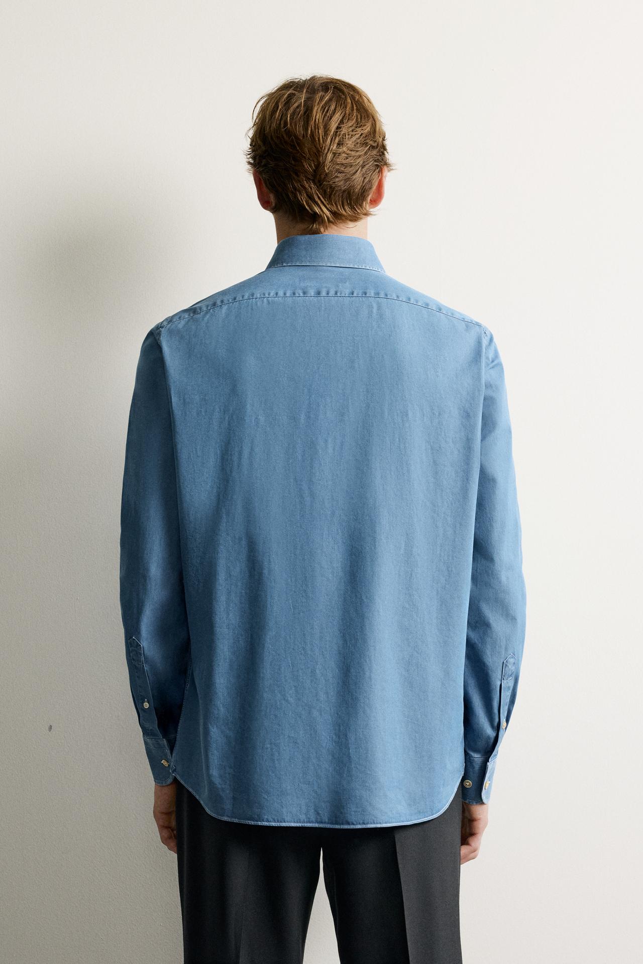 SANTA EULALIA 1843 X ZARA WASHED INDIGO CHAMBRAY SHIRT — Light indigo