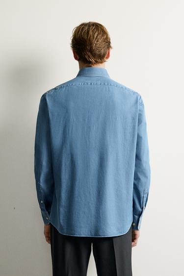 SANTA EULALIA 1843 X ZARA WASHED INDIGO CHAMBRAY SHIRT — Light indigo 2