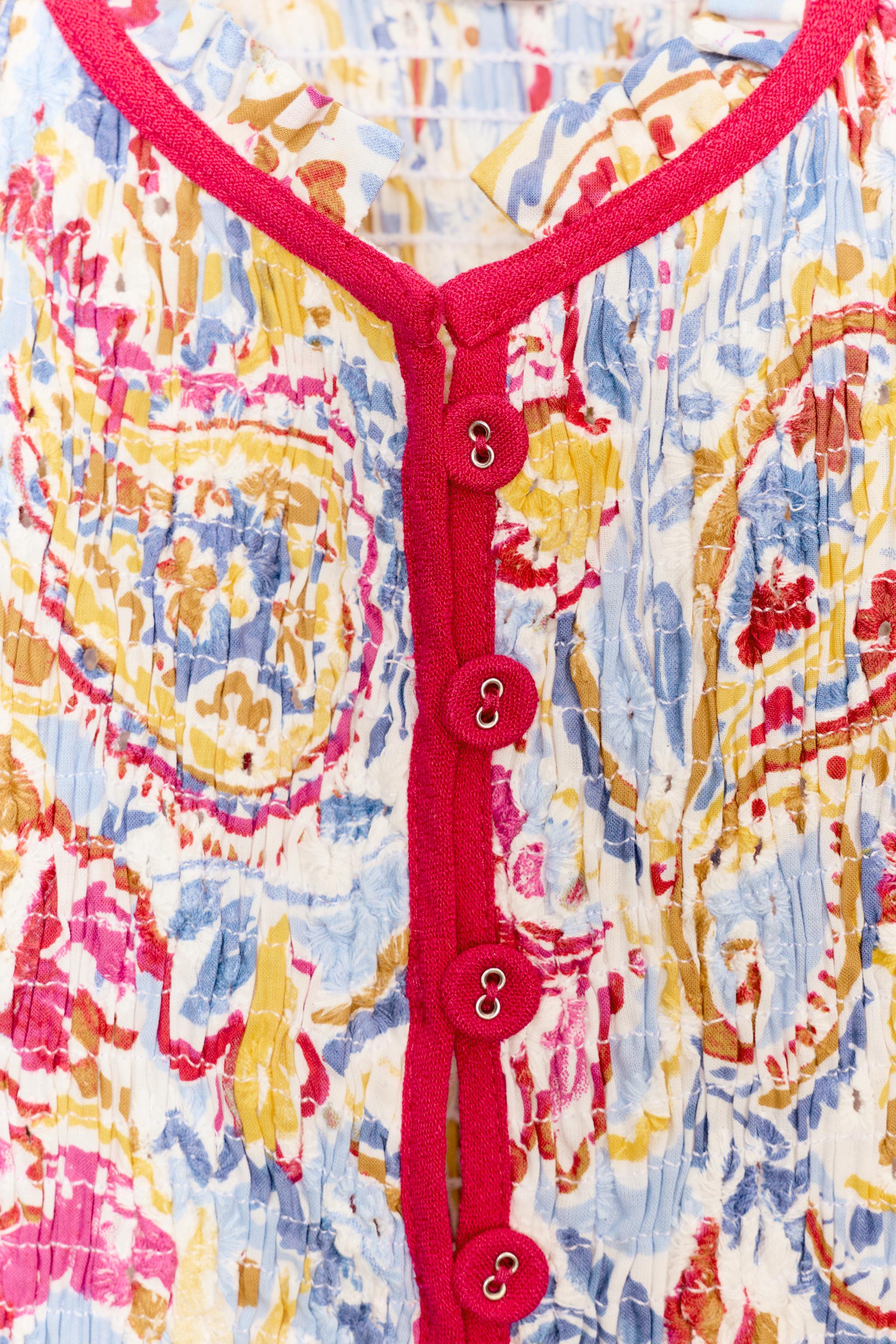 Женские рубашки Zara PRINTED EMBROIDERED EYELET TOP — фото 9