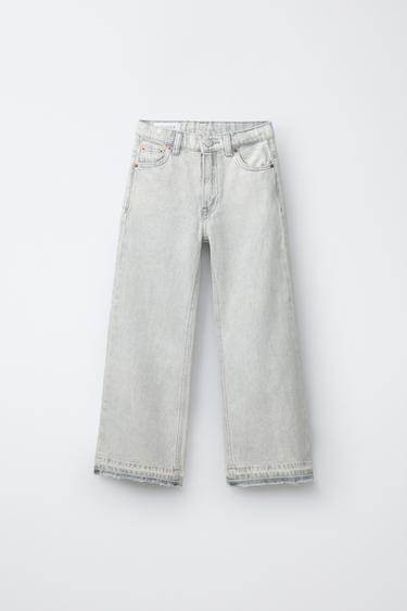 FLARE JEANS WITH FRAYED HEMS - Grey by Zara