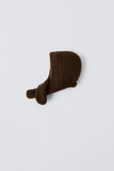 FAUX SHEARLING HAT WITH NECK WARMER - Brown by Zara - Image 0